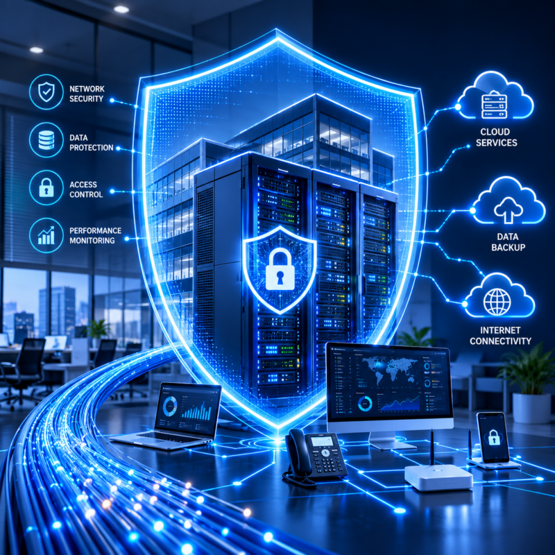 Secure enterprise network shield protecting business servers against cyber threats and unauthorized data access